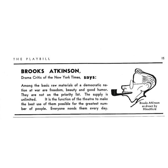 Brooke Atkinson Drawing by Hirshfield NY Times Critic 1940s Vintage Print Ad - Picture 3 of 4